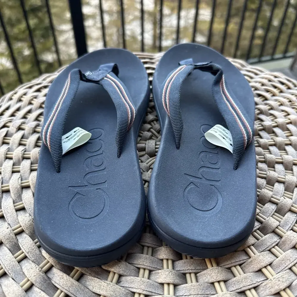 CHACO CHILLOS Flip Flop Navy Slip-On Arch-Support Beach Sandal Men's 7 US 40 EU